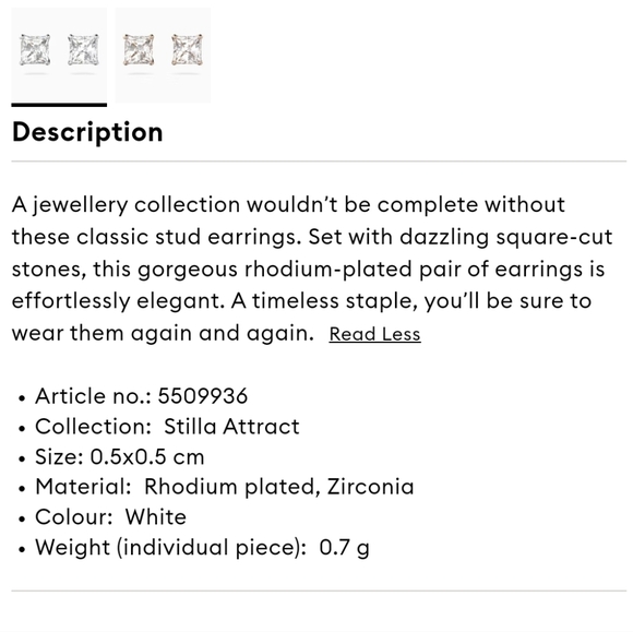 New Swarovski Stilla Attract Square Stud Earrings Princess Cut Crystal Studs - Picture 14 of 14